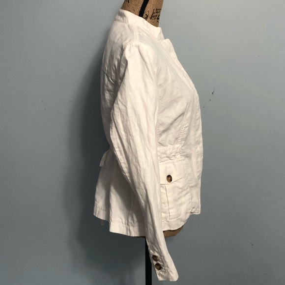 EUC! Talbots White Linen Jacket Size Large Petite - Picture 3 of 13
